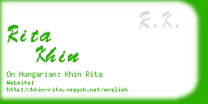 rita khin business card